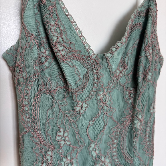 Free People Light Blue Lace A-Line Knee Length V-Neck Dress Size 4 - Picture 5 of 10